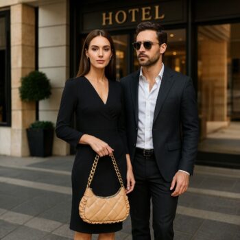 Kapitone Desenli, Yanları Pileli, Zincir Askılı, Sütlü Kahve Baget Kadın Omuz Çantası